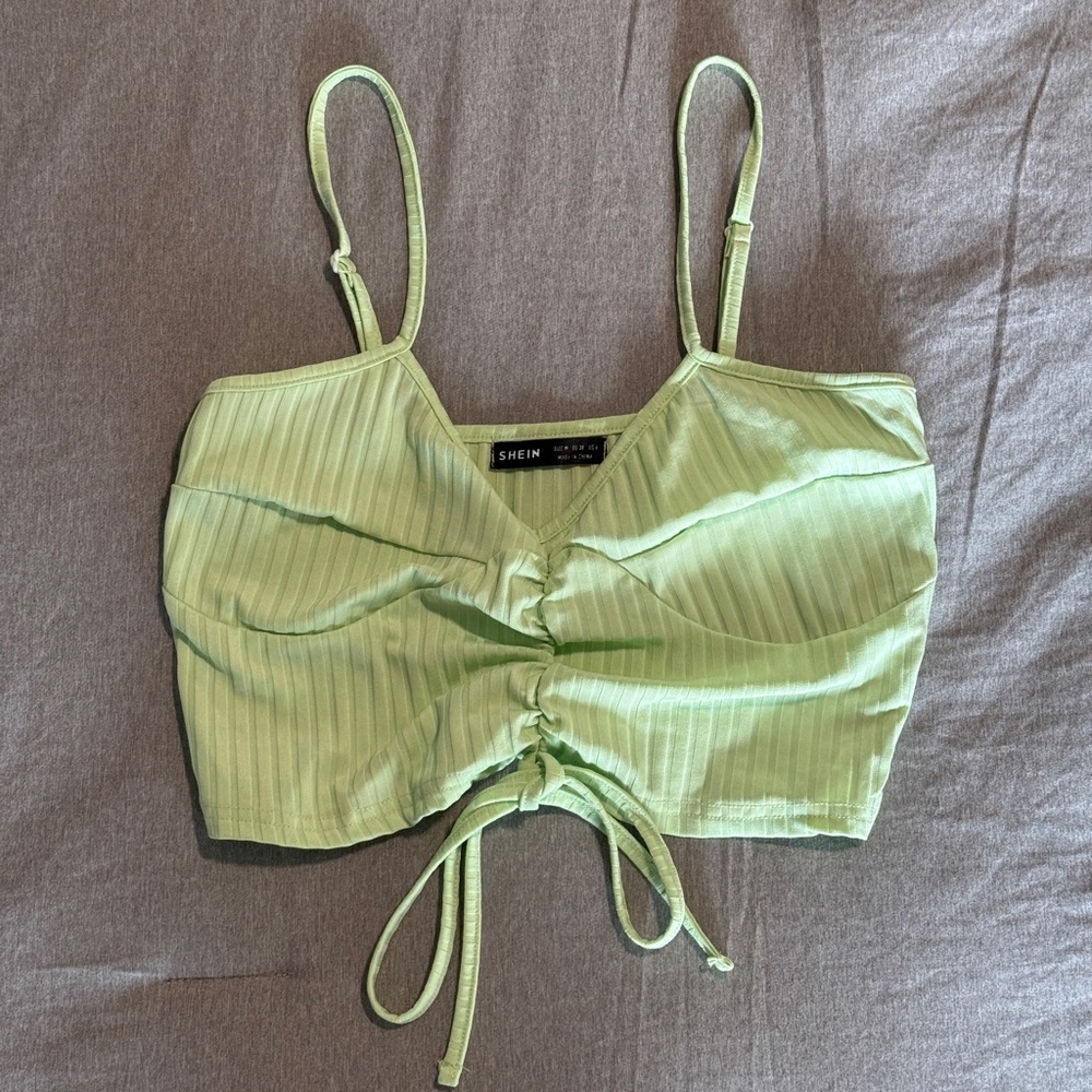 SHEIN Mint Green Ruched Tank Top